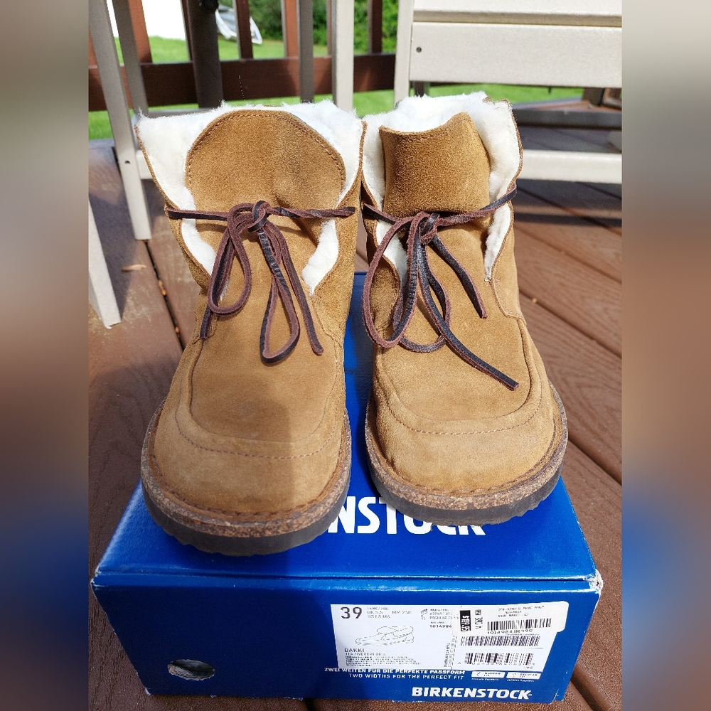 Birkenstock Bakki Tea Hydrophobic Boots, Sz 39, Regular Width, Shearling